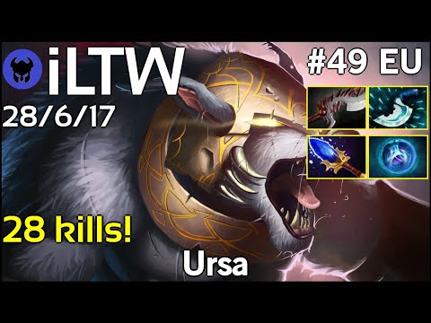 28 kills! iLTW [CM19ESji] plays Ursa!!! Dota 2 7.22