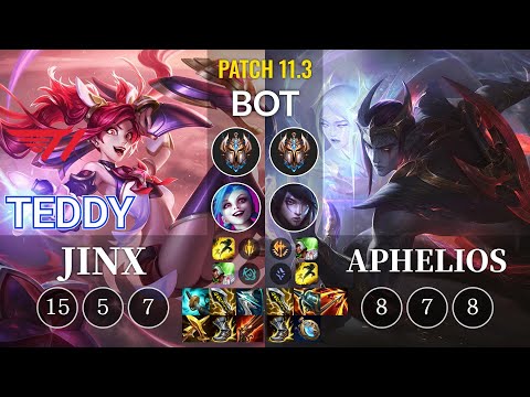 T1 Teddy Jinx vs Aphelios Bot - KR Patch 11.3