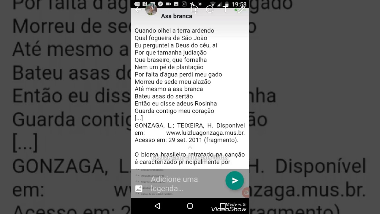 Enem 2017 Biologia| O bioma brasileiro retratado na canção [...]