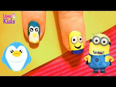 Oje ile Tırnaklara Minyonlar ve Penguen Yapma Yöntemi - UmiKids Oje Desenleri Video