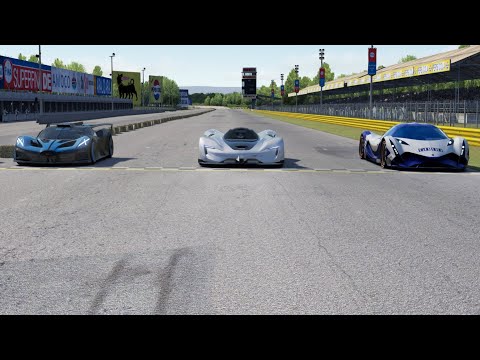 Dodge SRT Tomahawk vs Bugatti Bolide vs Devel Sixteen at Monza Full Course