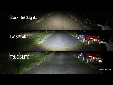 JW Speaker vs Truck Lite LED vs stock headlights on Jeep Wrangler JK