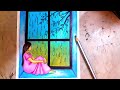 How To Draw Rainy Season Drawing How To Draw A Girl Sitting On A Window How To Draw Girl