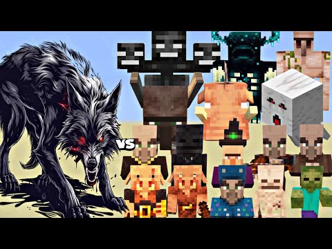 Minecraft All Mobs vs Protection X Enchanted Wolf - Ultimate Battle!