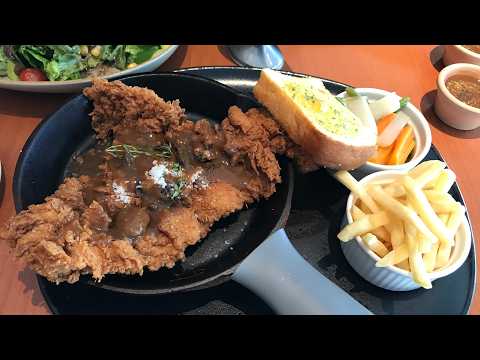 Inside a Casual Steakhouse. Complete Meal Set