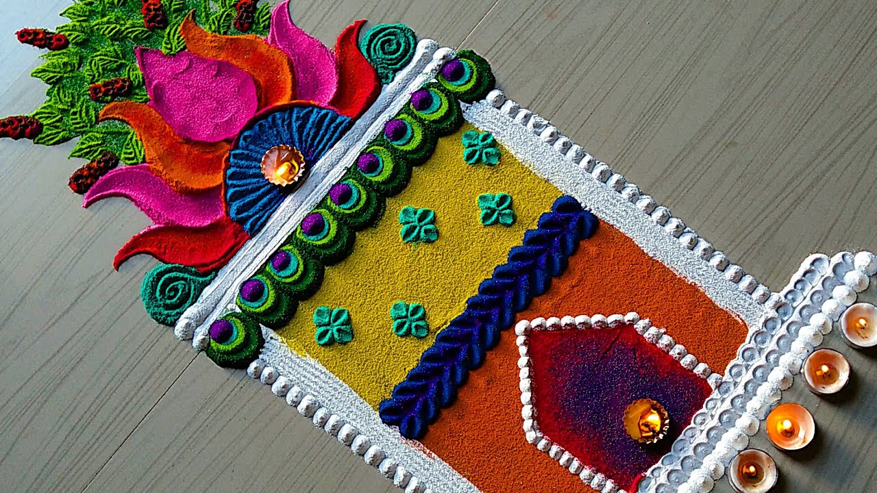Hindu rangoli tulsi plant for pooja by jyothi rathod