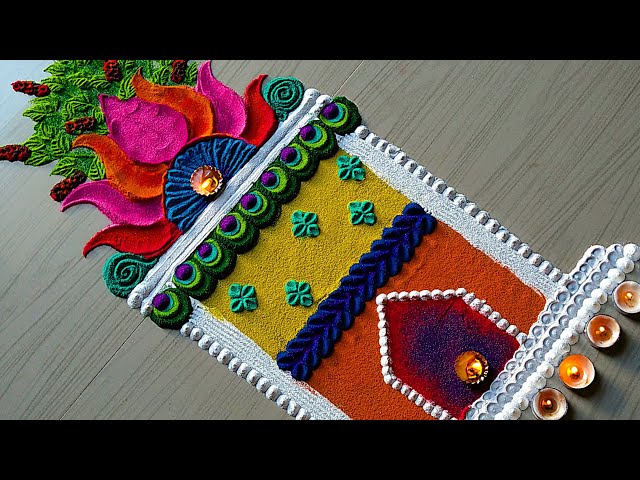 Hindu rangoli tulsi plant for pooja by jyothi rathod