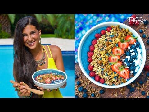 FullyRaw Rainbow Blueberry Acaí Smoothie Bowl Recipe! Breakfast & Lunch Idea!