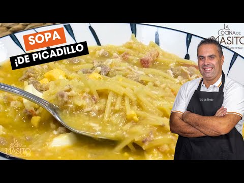 Sopa de picadillo de pollo con verduras