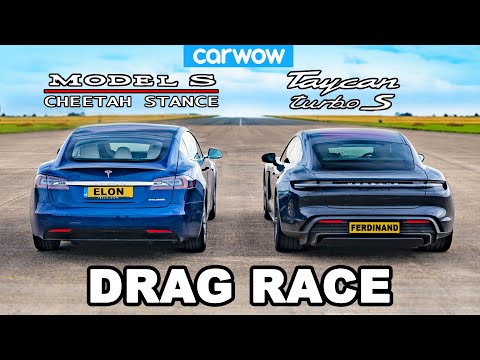 Tesla Model S Cheetah Stance vs Porsche Taycan Turbo S: DRAG RACE!