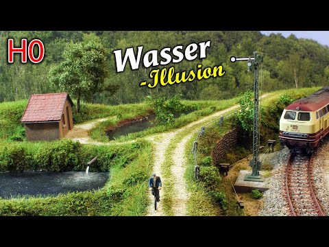 Landscape + Water body in MODEL: Fish pond, vegetation – and a buffer stop #Unterpreuschwitz 04