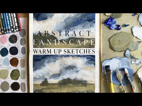 Abstract Landscape Warm Up Sketches in Mixed Media