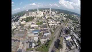 preview picture of video 'GoPro Phantom Quadcopter Raleigh Skyline Freight Train'