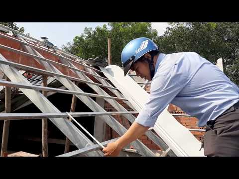 Gia công kèo thép 2 lớp cho mái ngói đơn giản tới mức phụ hồ cũng làm được