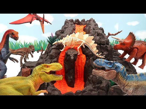 Dinosaur Battle In Schleich Giant Volcano T-Rex 2020 - Flowing Lava Dino Movie 공룡 배틀 화산