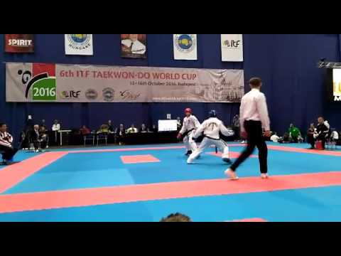 Julio Carlos vs Timothy Bos (Round 1) - Lightweight Finals - ITF Taekwon-Do World Cup Budapest 2016