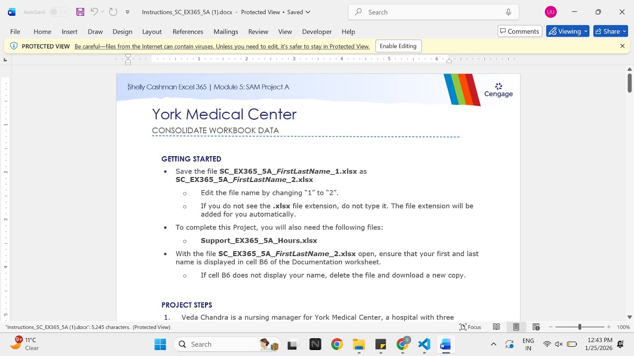 Shelly Cashman Excel 365 | Module 5: SAM Project A York Medical Center