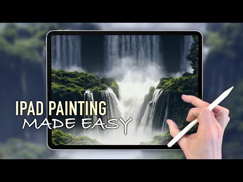 IPAD PAINTING MADE EASY - Waterfall landscape tutorial in Procreate