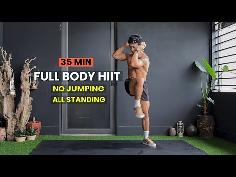 35 Min FULL BODY HIIT WORKOUT ( NO JUMPING ) | ALL STANDING - No Equipment