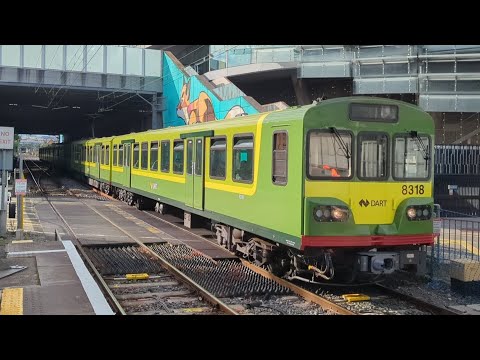 Irish Rail 8300 class Dart Train 8318 arrives into Landsdowne Road Station Co. Dublin.