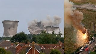 video: Pylon explodes into ‘fireball’ seconds after Didcot power station demolition