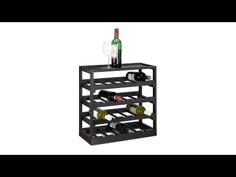 Casier à bouteilles de vin en bois étagè Noir - Bambou - Bois manufacturé - 52 x 52 x 25 cm