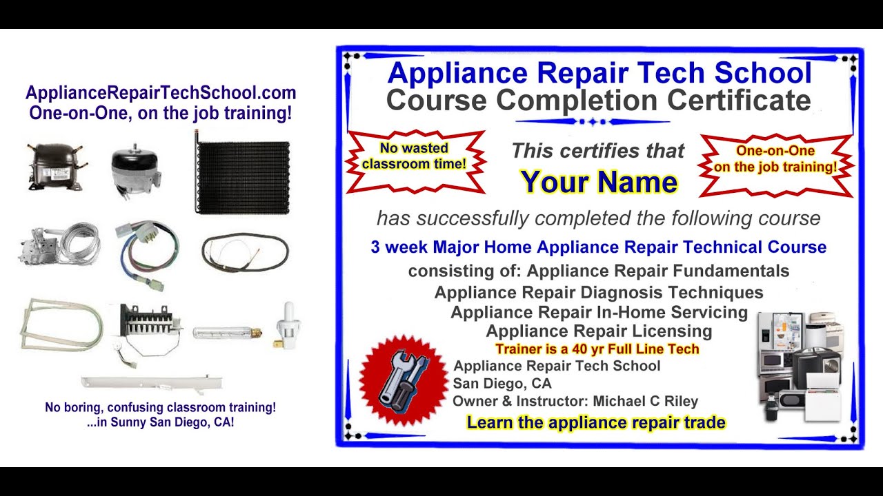Appliance Repair Tech School - One-on-One, on the Job Training...in Sunny Apache Junction, AZ!