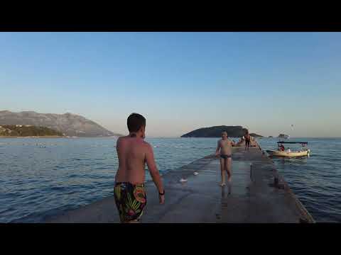 Budva, evening beach, Montenegro, 🌡T+29C°,  July - Virtual Walking Tour - Travel Guide - #38/1