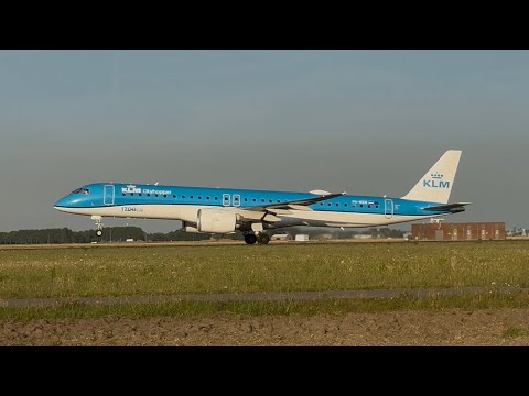 KLM Cityhopper Embraer E195-E2 (1700 E-Jet Sticker) Taking Off From Amsterdam Schiphol | 4K60 HDR