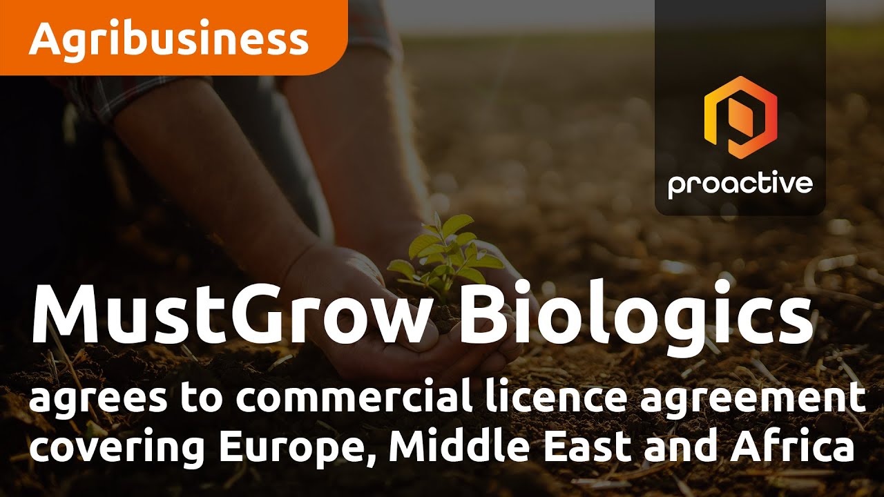 MustGrow Biologics agrees to commercial licence agreement covering Europe, Middle East and Africa