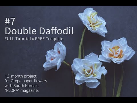 [FREE PDF TEMPLATE&FULL TUTORIAL] #7.Double Daffodil crepe paper flowers solelyworks 주름지꽃 겹수선화 솔리웍스