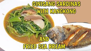 SARDINAS WITH KANGKONG AND FRIED SEA BREAM