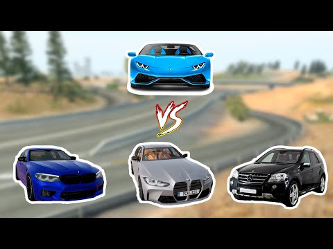 Huracan vs M5 F90, M3 G80, ML63 W164 | Head on Collision in BeamNG Drive
