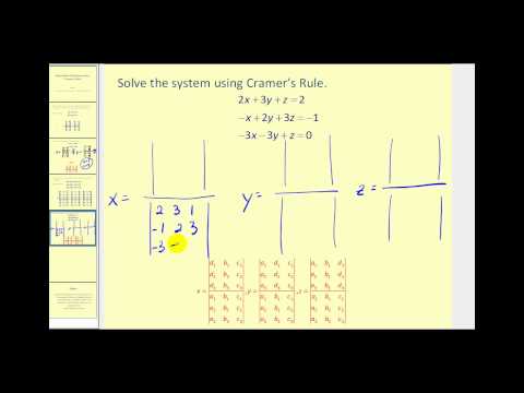 Cramer's Rule to Solve a System of Equations