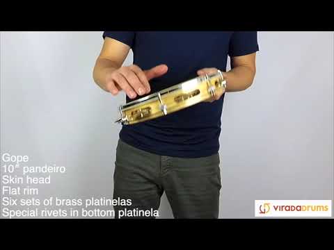 Gope 10″ Pandeiro - Brass Platinelas with rivets - ViradaDrums.com