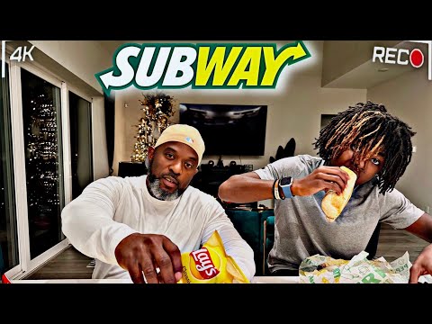 Papa E try subway for the 1st time with Lil Mike  “Mukbang” 😍