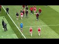 ARSENAL PLAYERS CELEBRATE WIN AGAINST LEICESTER CITY