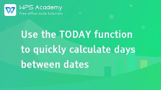 [WPS Academy] 1.6.2 Excel: Use the Today function to quickly calculate days between dates