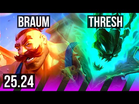 BRAUM & Jhin vs THRESH & Lucian (SUP) | KR Master | 25.24
