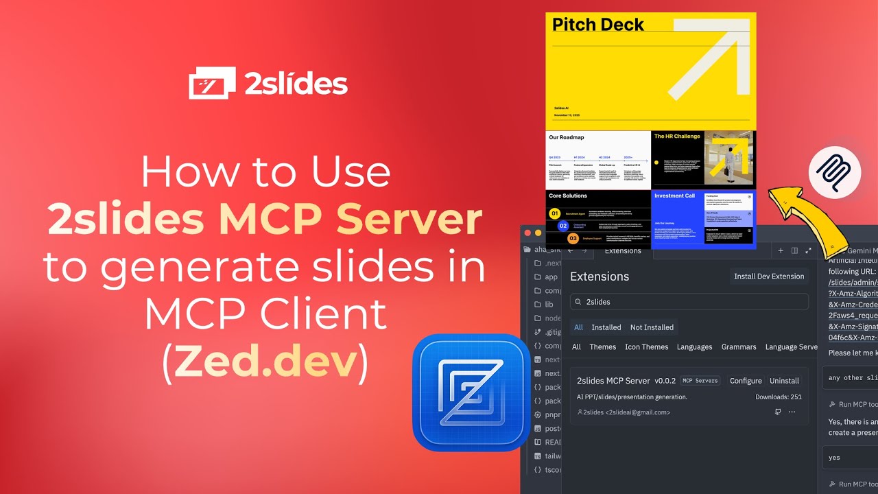 Create Professional Presentations in Seconds with AI in Zed Editor! 🚀 (2slides MCP Server)