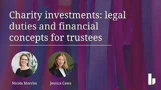 Charity investments: legal duties and financial concepts for trustees