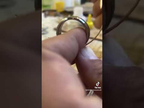 Making a Damascus steel ring with Zebrano wood inlay! #woodworkingart #jewelrydesigner #woodring