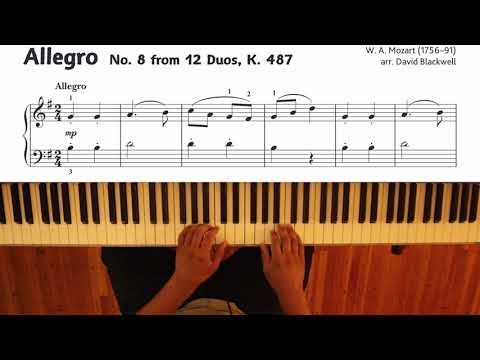 ABRSM 2023-24 Grade 1 Piano Exam A12 - Mozart arr Blackwell Allegro K487 No 8