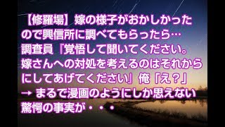 【修羅場】嫁の様子がおかしかったので興信所に調べてもらったら…調査員『覚悟して聞いてください。嫁さんへの対処を考えるのはそれからにしてあげてください』俺「え？」→ まるで漫画のようにしか思えない・・・