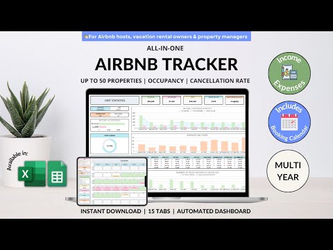 Airbnb Planner Spreadsheet Tutorial - Tenant Tracker - Income&Expense - Property & Unit Management