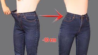 A sewing trick how to downsize jeans in the waist 