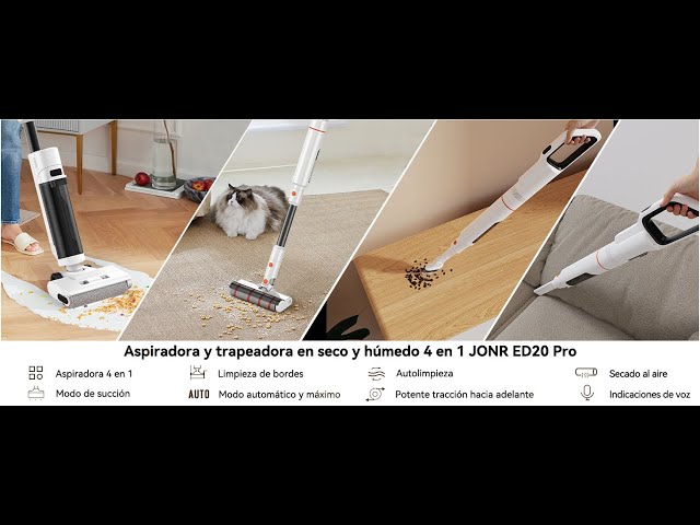 Aspiradora sin cable JONR ED20 Pro 17000Pa Autolimpieza Secado Voz Inteligente video