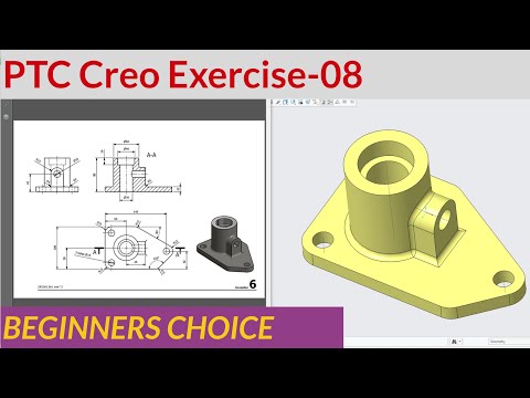 PTC Creo parametric 7.0||Basic 3D Modelling||Simple Drawing Exercise-8||Beginners