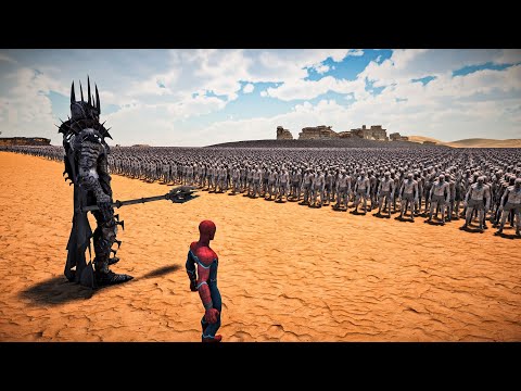 Sauron and Spiderman fight against 1,000,000 zombies