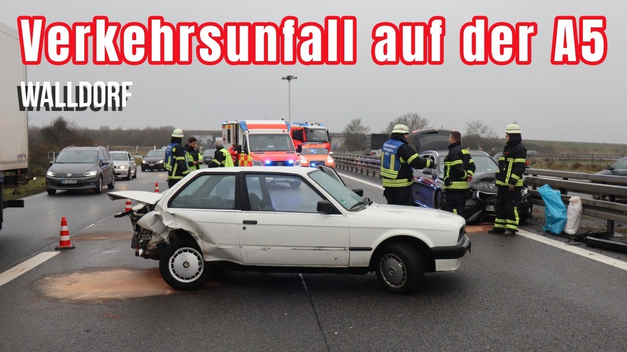 Verkehrsunfall auf der A5 bei Walldorf: BMW schleudert bei Nässe in Mercedes